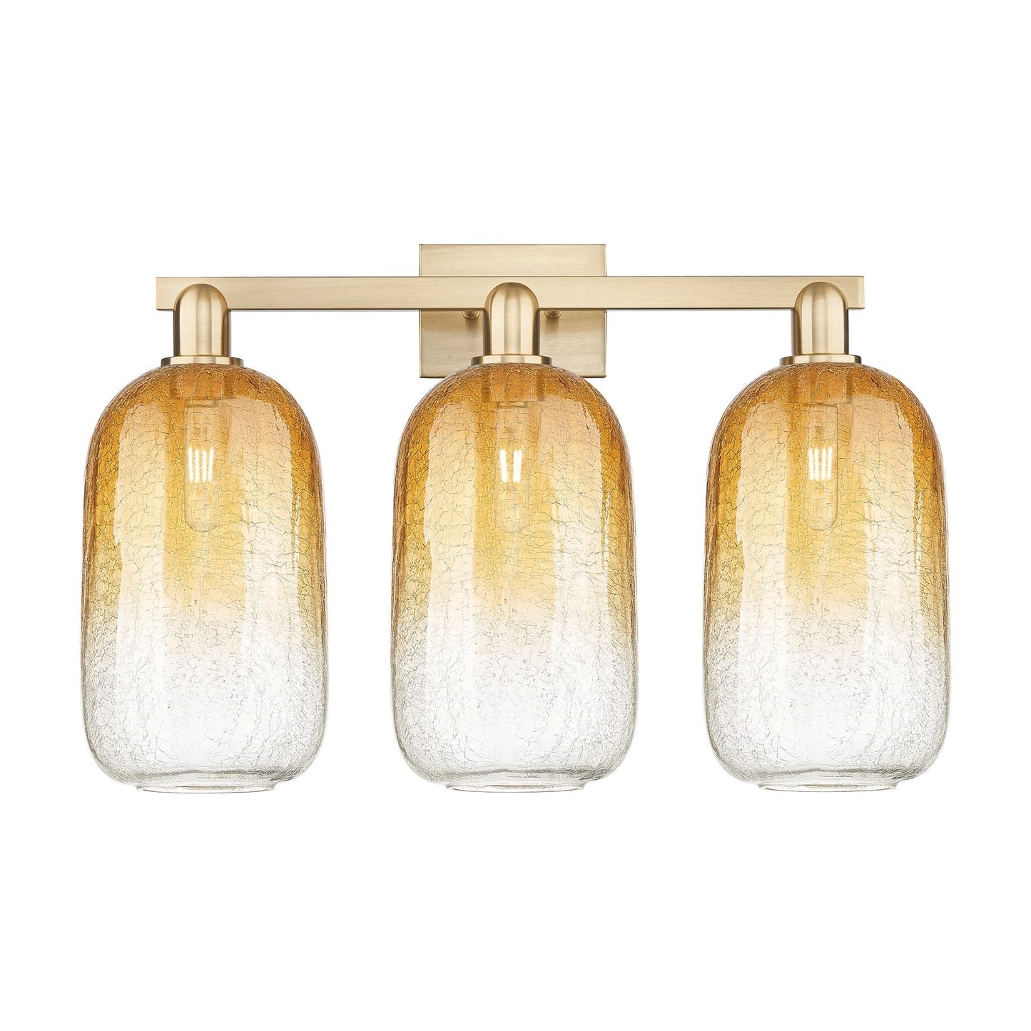 Innovations Brookhaven Cloche 26in 3-Light Bath Vanity Light | Industrial Champagne Bronze Steel and Amber Glass | Bathroom | Model 716-3W-CB-G482-7AM