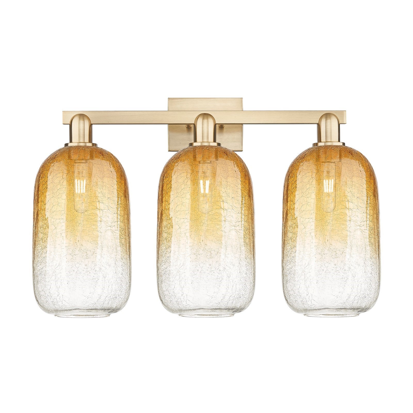 Innovations Brookhaven Cloche 26in 3-Light Bath Vanity Light | Industrial Champagne Bronze Steel and Amber Glass | Bathroom | Model 716-3W-CB-G482-7AM