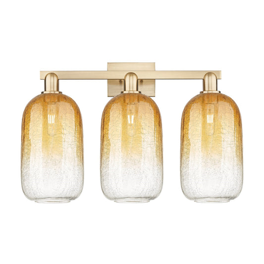 Innovations Brookhaven Cloche 26in 3-Light Bath Vanity Light | Industrial Champagne Bronze Steel and Amber Glass | Bathroom | Model 716-3W-CB-G482-7AM