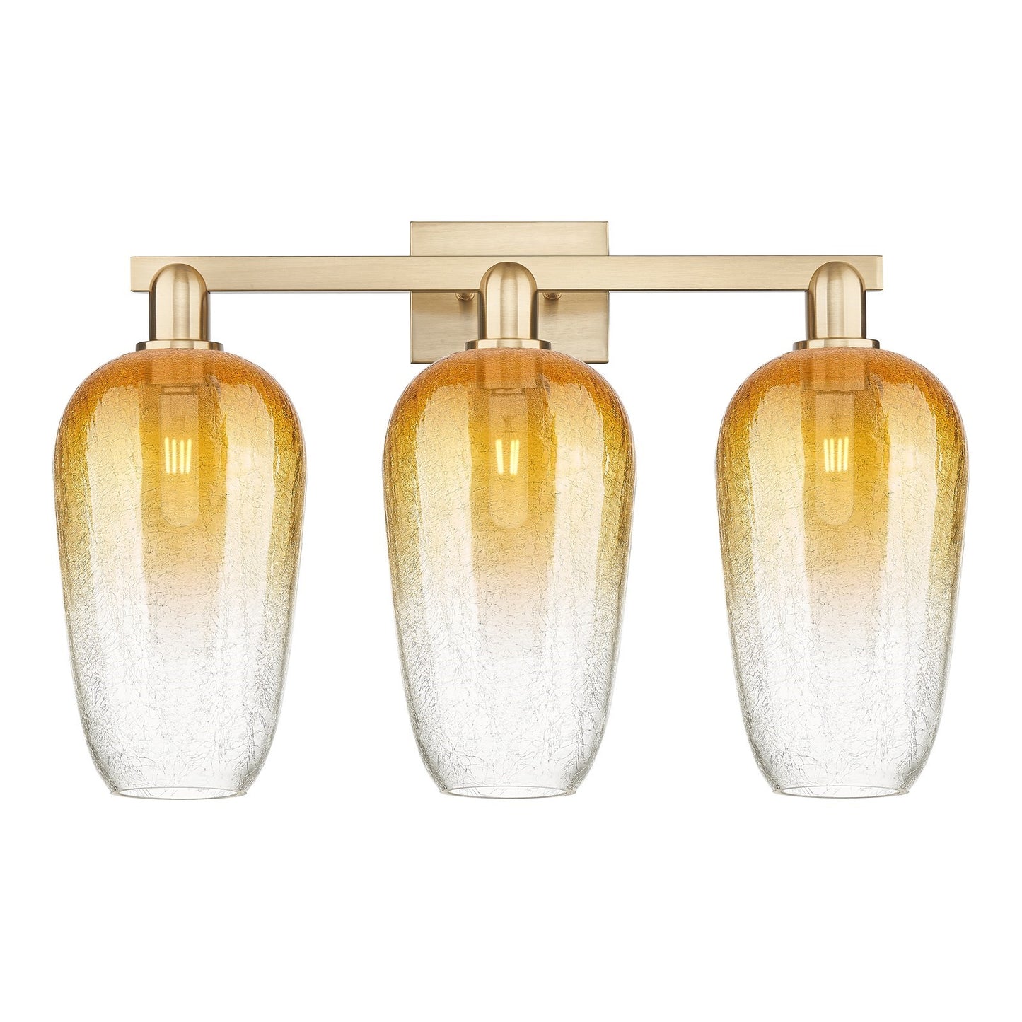Innovations Brookhaven Flute 26in 3-Light Bath Vanity | Industrial Champagne Bronze Steel and Amber Glass | Bathroom Vanity & | Model 716-3W-CB-G484-7AM