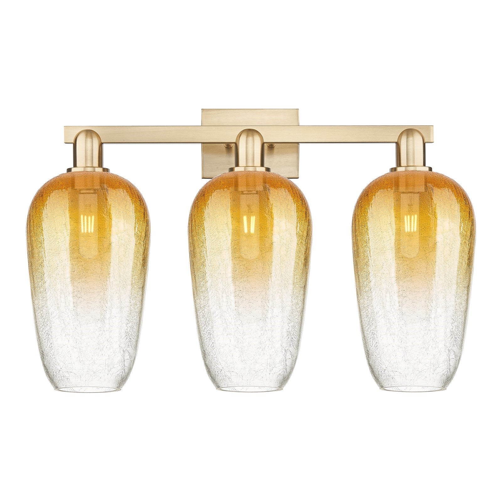 Innovations Brookhaven Flute 26in 3-Light Bath Vanity | Industrial Champagne Bronze Steel and Amber Glass | Bathroom Vanity & | Model 716-3W-CB-G484-7AM