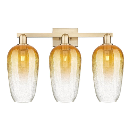 Innovations Brookhaven Flute 26in 3-Light Bath Vanity | Industrial Champagne Bronze Steel and Amber Glass | Bathroom Vanity & | Model 716-3W-CB-G484-7AM