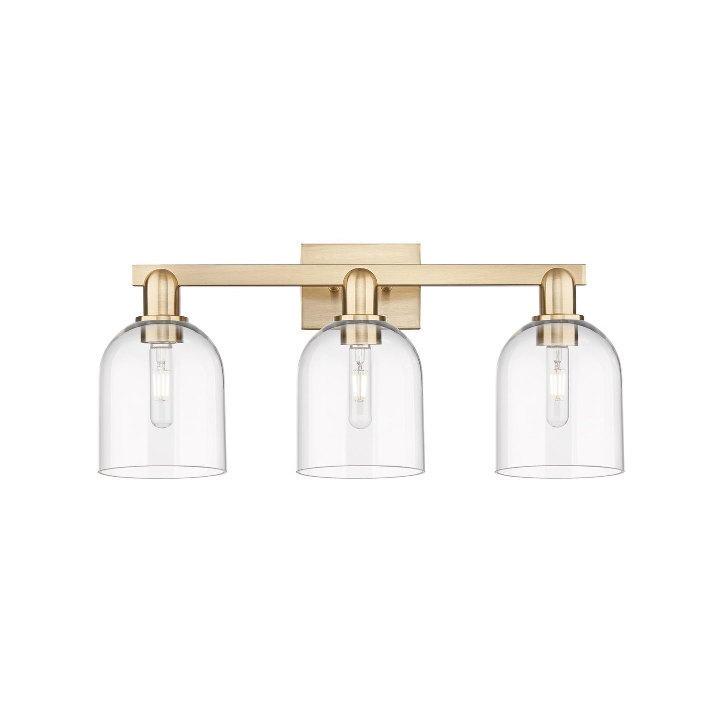 Innovations Bella 25in 3-Light Bath Vanity Light | Industrial Champagne Bronze Steel and Clear Bell Glass | Bathroom Vanity | Model 716-3W-CB-G558-6CL