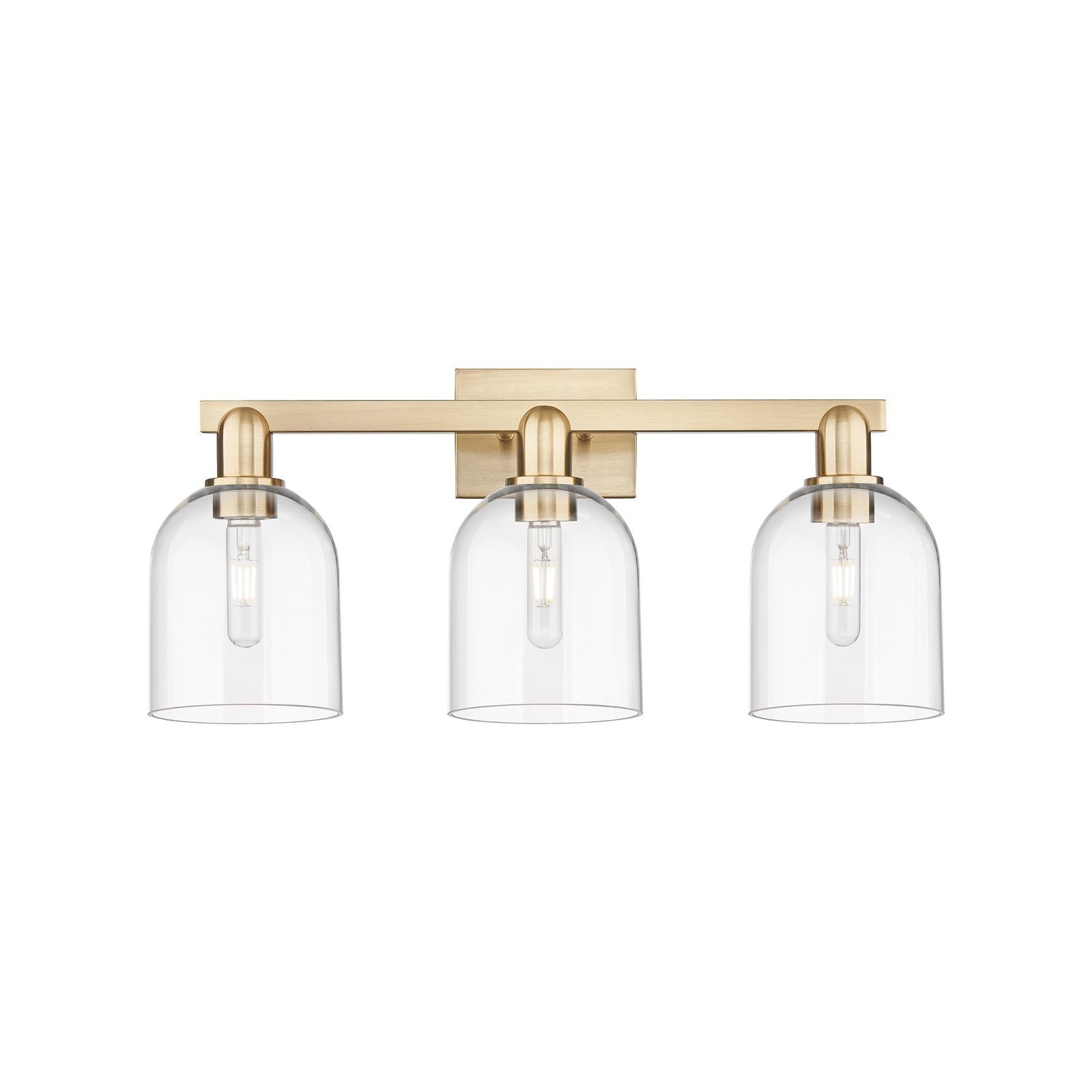 Innovations Bella 25in 3-Light Bath Vanity Light | Industrial Champagne Bronze Steel and Clear Bell Glass | Bathroom Vanity | Model 716-3W-CB-G558-6CL