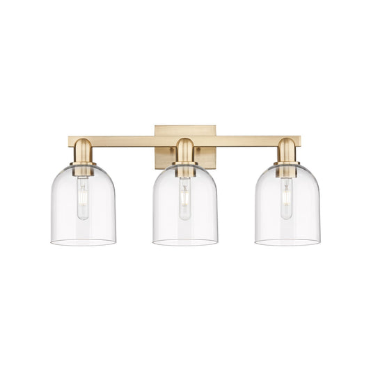 Innovations Bella 25in 3-Light Bath Vanity Light | Industrial Champagne Bronze Steel and Clear Bell Glass | Bathroom Vanity | Model 716-3W-CB-G558-6CL
