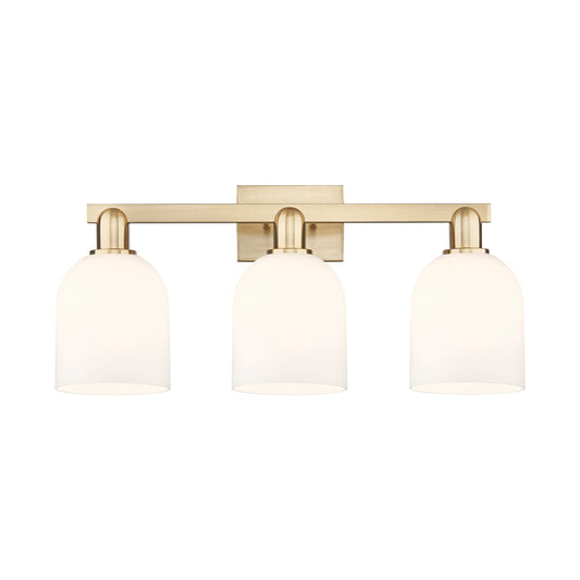 Innovations Bella 25in 3-Light Bath Vanity Light | Industrial Champagne Bronze Steel and White Glass | Bathroom Vanity | 24.5 | Model 716-3W-CB-G558-6GWH
