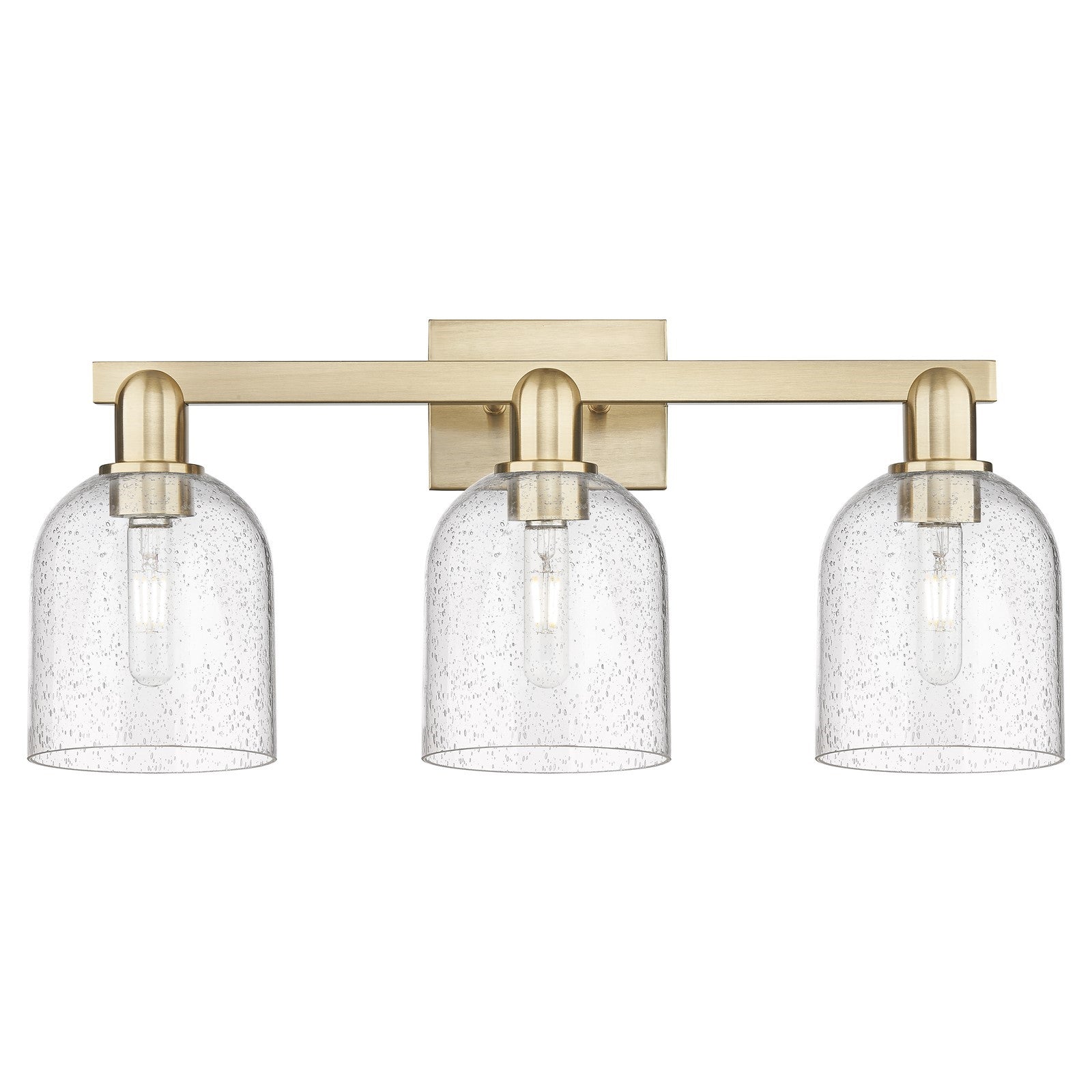 Innovations Bella 25in 3-Light Bath Vanity Light | Industrial Champagne Bronze Steel and Seedy Glass | Bathroom Vanity | 24.5 | Model 716-3W-CB-G558-6SDY