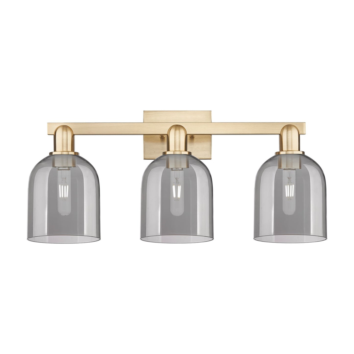 Innovations Bella 25in 3-Light Bath Vanity Light | Industrial Champagne Bronze Steel and Light Smoke Glass | Entryway & | Model 716-3W-CB-G558-6SM
