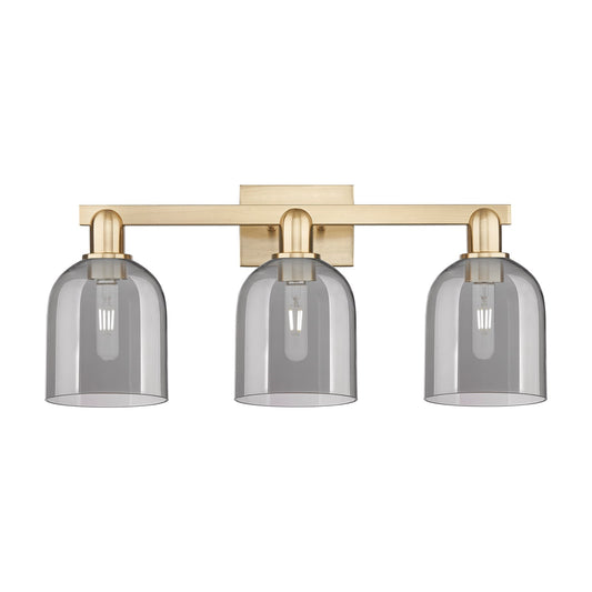 Innovations Bella 25in 3-Light Bath Vanity Light | Industrial Champagne Bronze Steel and Light Smoke Glass | Entryway & | Model 716-3W-CB-G558-6SM