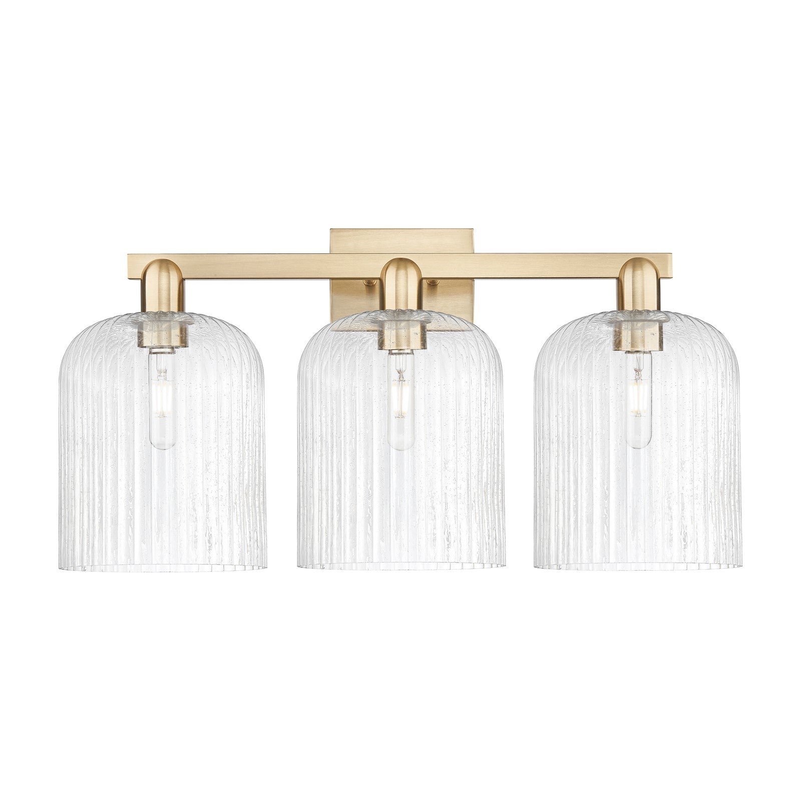 Innovations Bridal Veil 27in 3-Light Bath Vanity Light | Industrial Champagne Bronze Steel and Seedy Ribbed Glass | Bathroom | Model 716-3W-CB-G559-8SDY