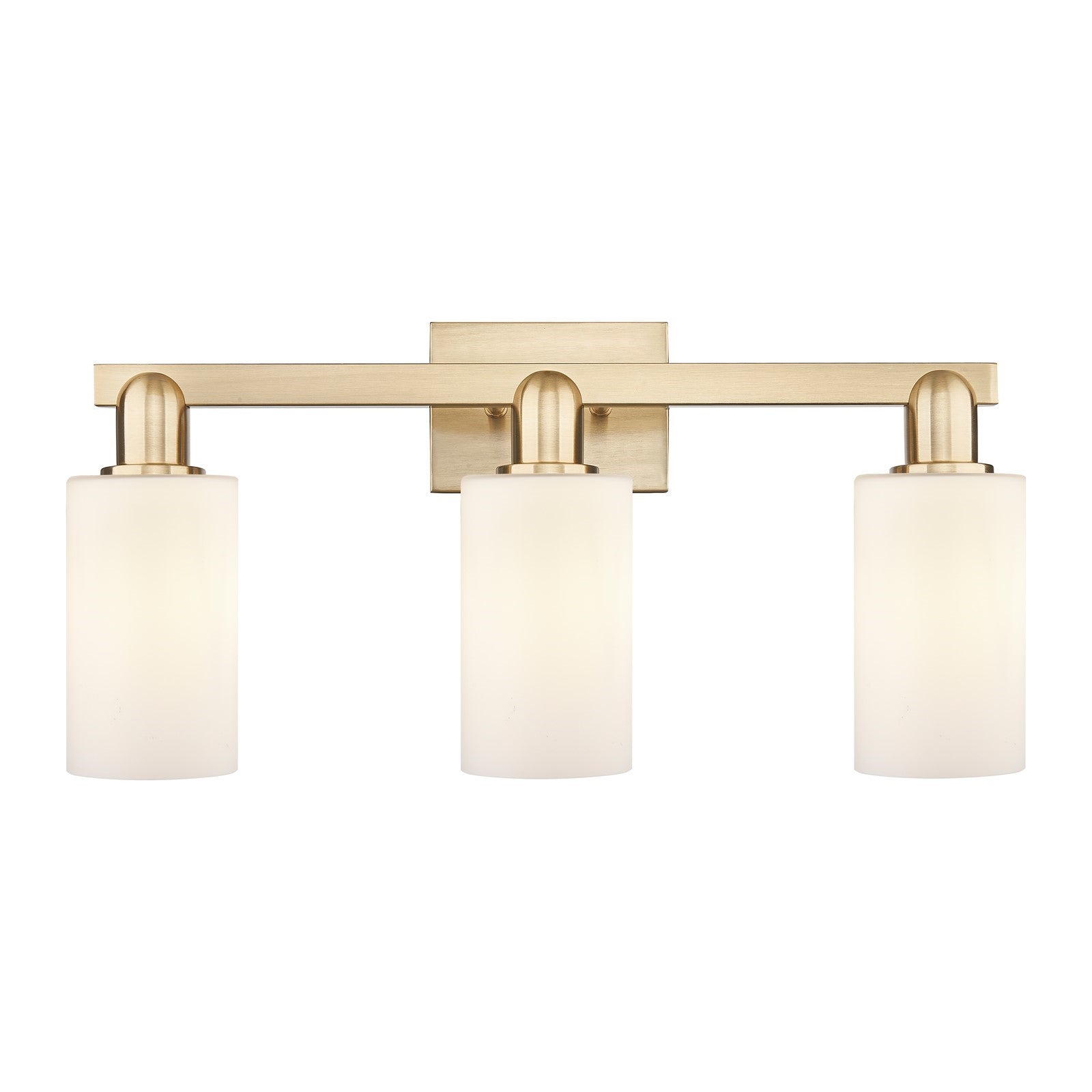 Innovations Clymer 23in 3-Light Bath Vanity Light | Industrial Champagne Bronze Steel and Matte White Glass | Bathroom Vanity | Model 716-3W-CB-G801