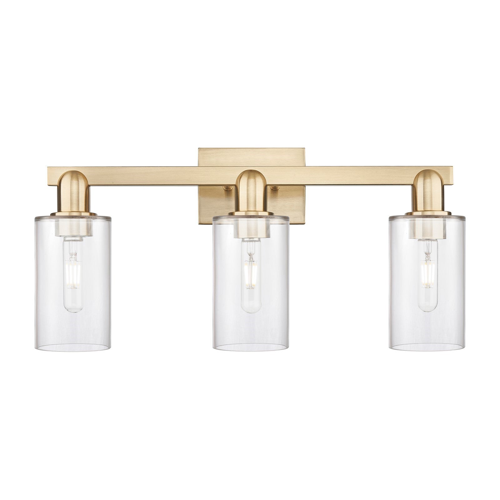 Innovations Clymer 23in 3-Light Bath Vanity Light | Industrial Champagne Bronze Steel and Clear Glass | Bathroom Vanity & Powder | Model 716-3W-CB-G802