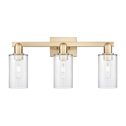 Innovations Clymer 23in 3-Light Bath Vanity Light | Industrial Champagne Bronze Steel and Clear Glass | Bathroom Vanity & Powder | Model 716-3W-CB-G802