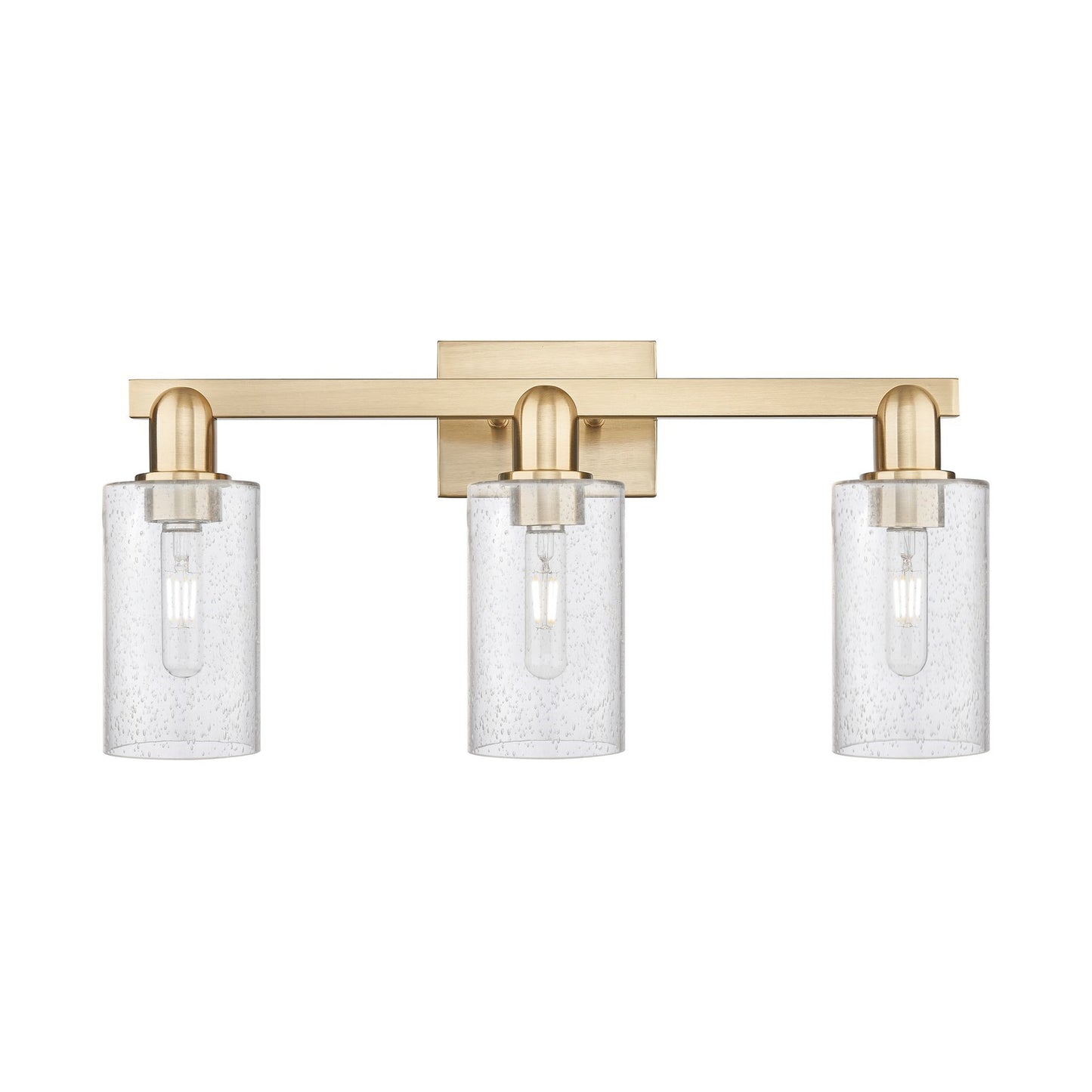 Innovations Clymer 23in 3-Light Bath Vanity Light | Industrial Champagne Bronze Steel and Seedy Glass | Bathroom Vanity | 22.88 x | Model 716-3W-CB-G804