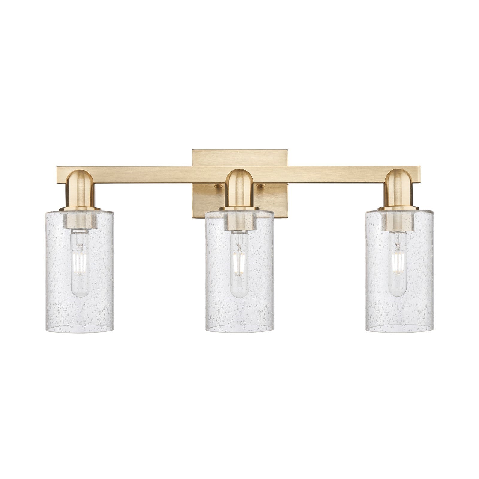 Innovations Clymer 23in 3-Light Bath Vanity Light | Industrial Champagne Bronze Steel and Seedy Glass | Bathroom Vanity | 22.88 x | Model 716-3W-CB-G804
