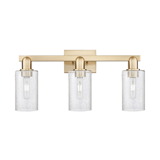 Innovations Clymer 23in 3-Light Bath Vanity Light | Industrial Champagne Bronze Steel and Seedy Glass | Bathroom Vanity | 22.88 x | Model 716-3W-CB-G804