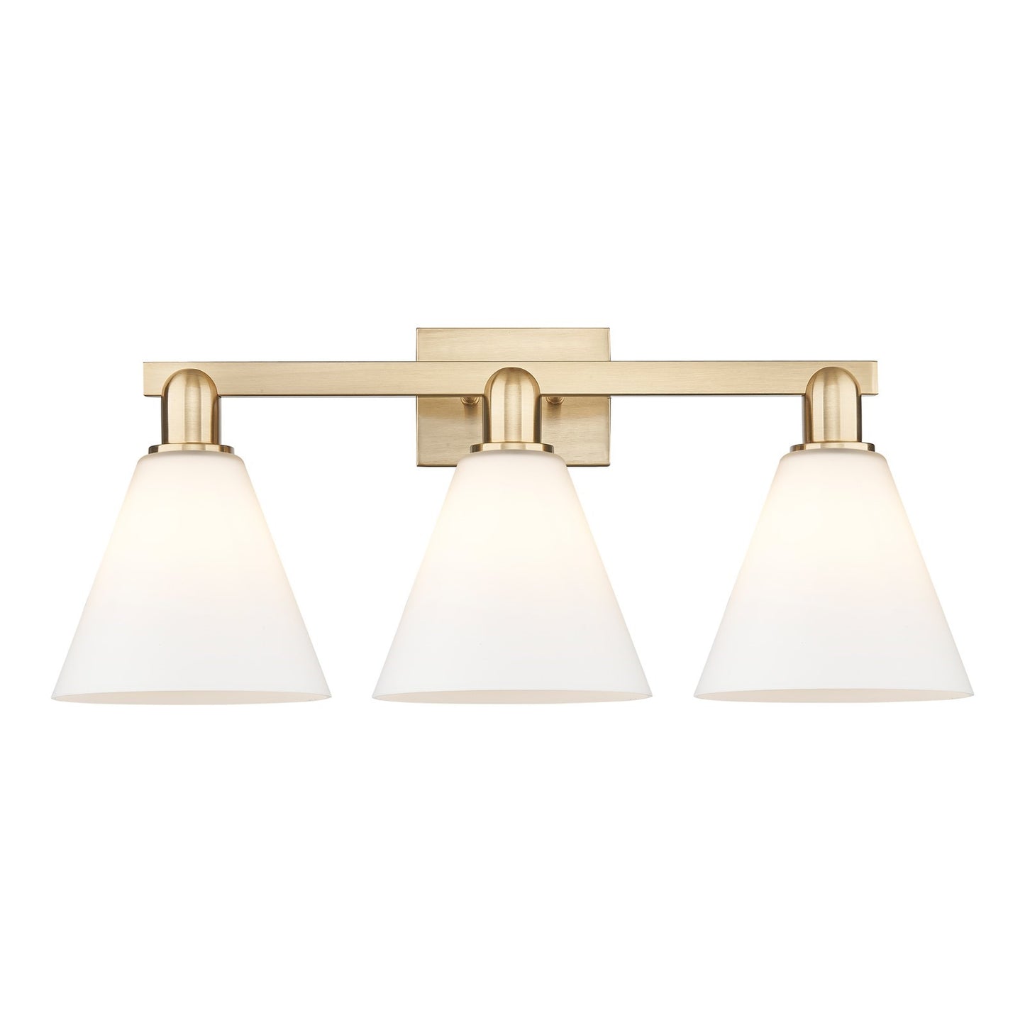 Innovations Berkshire 26in 3-Light Bath Vanity Light | Industrial Champagne Bronze Steel and Matte White Glass | Bathroom Vanity | Model 716-3W-CB-GBC-81