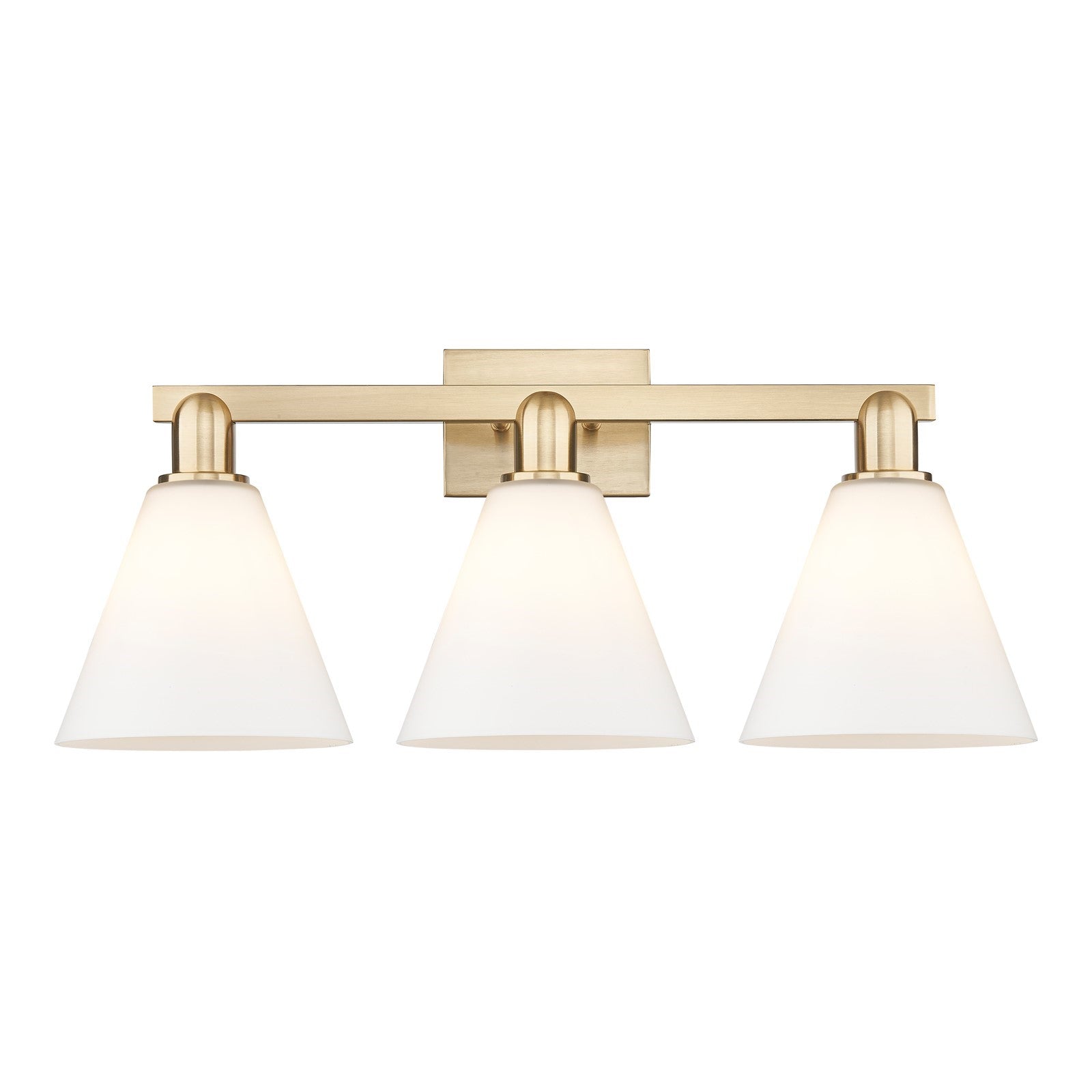 Innovations Berkshire 26in 3-Light Bath Vanity Light | Industrial Champagne Bronze Steel and Matte White Glass | Bathroom Vanity | Model 716-3W-CB-GBC-81