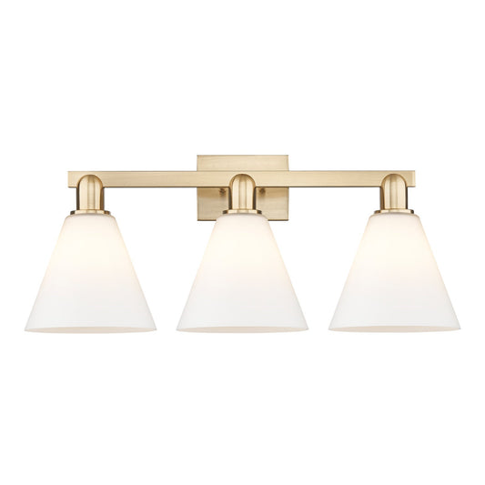 Innovations Berkshire 26in 3-Light Bath Vanity Light | Industrial Champagne Bronze Steel and Matte White Glass | Bathroom Vanity | Model 716-3W-CB-GBC-81