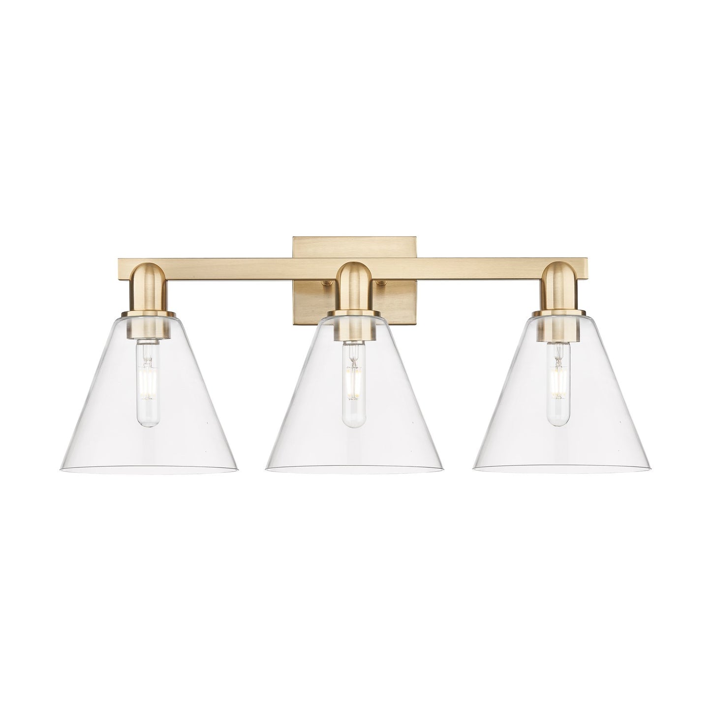 Innovations Berkshire 26in 3-Light Bath Vanity Light | Industrial Champagne Bronze Steel and Clear Glass | Bathroom Vanity & | Model 716-3W-CB-GBC-82