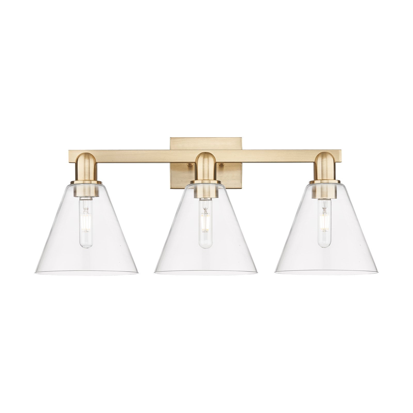 Innovations Berkshire 26in 3-Light Bath Vanity Light | Industrial Champagne Bronze Steel and Clear Glass | Bathroom Vanity & | Model 716-3W-CB-GBC-82