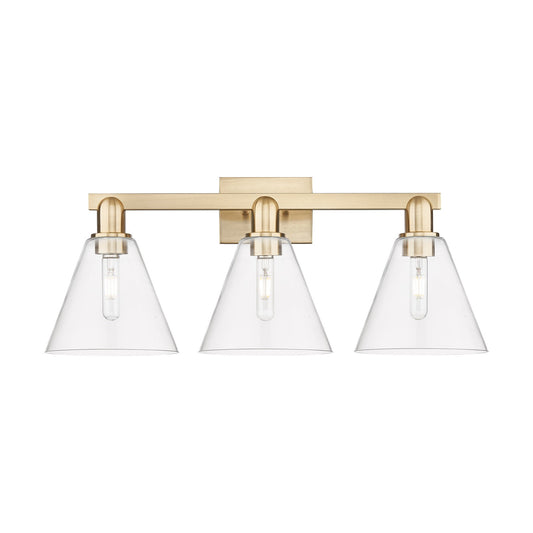Innovations Berkshire 26in 3-Light Bath Vanity Light | Industrial Champagne Bronze Steel and Clear Glass | Bathroom Vanity & | Model 716-3W-CB-GBC-82