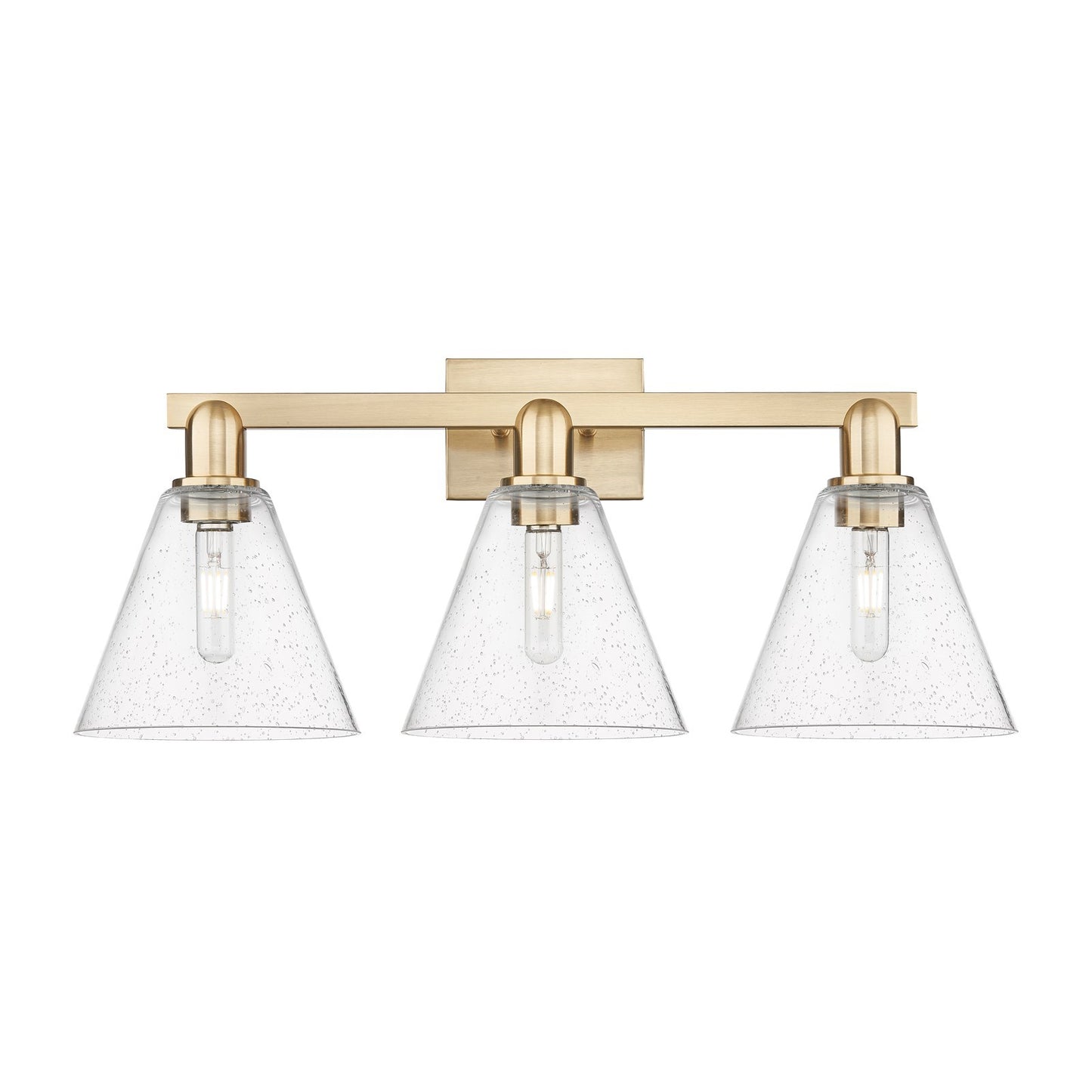 Innovations Berkshire Glass 26in 3-Light Bath Vanity Light | Industrial Champagne Bronze Steel and Seedy Glass | Bathroom Vanity | Model 716-3W-CB-GBC-84