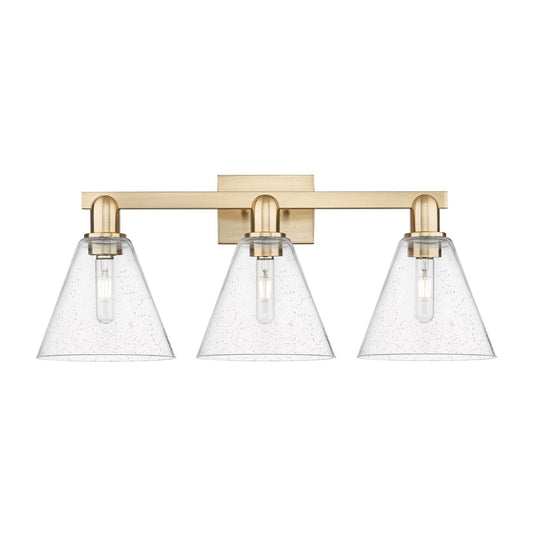 Innovations Berkshire Glass 26in 3-Light Bath Vanity Light | Industrial Champagne Bronze Steel and Seedy Glass | Bathroom Vanity | Model 716-3W-CB-GBC-84