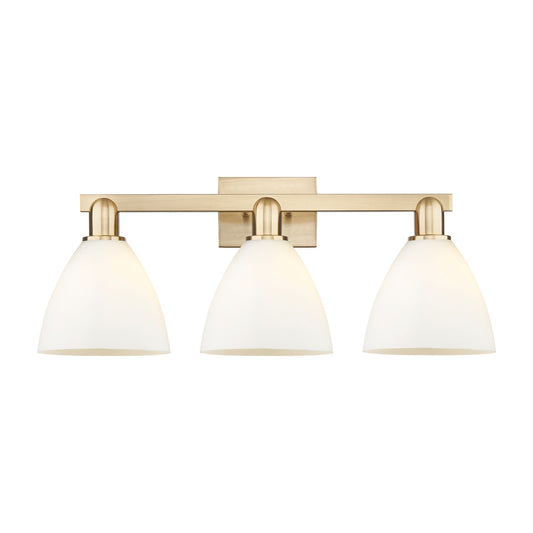 Innovations Bristol 27in 3-Light Bath Vanity Light | Industrial Champagne Bronze Steel and Matte White Glass | Damp-Rated | Model 716-3W-CB-GBD-751