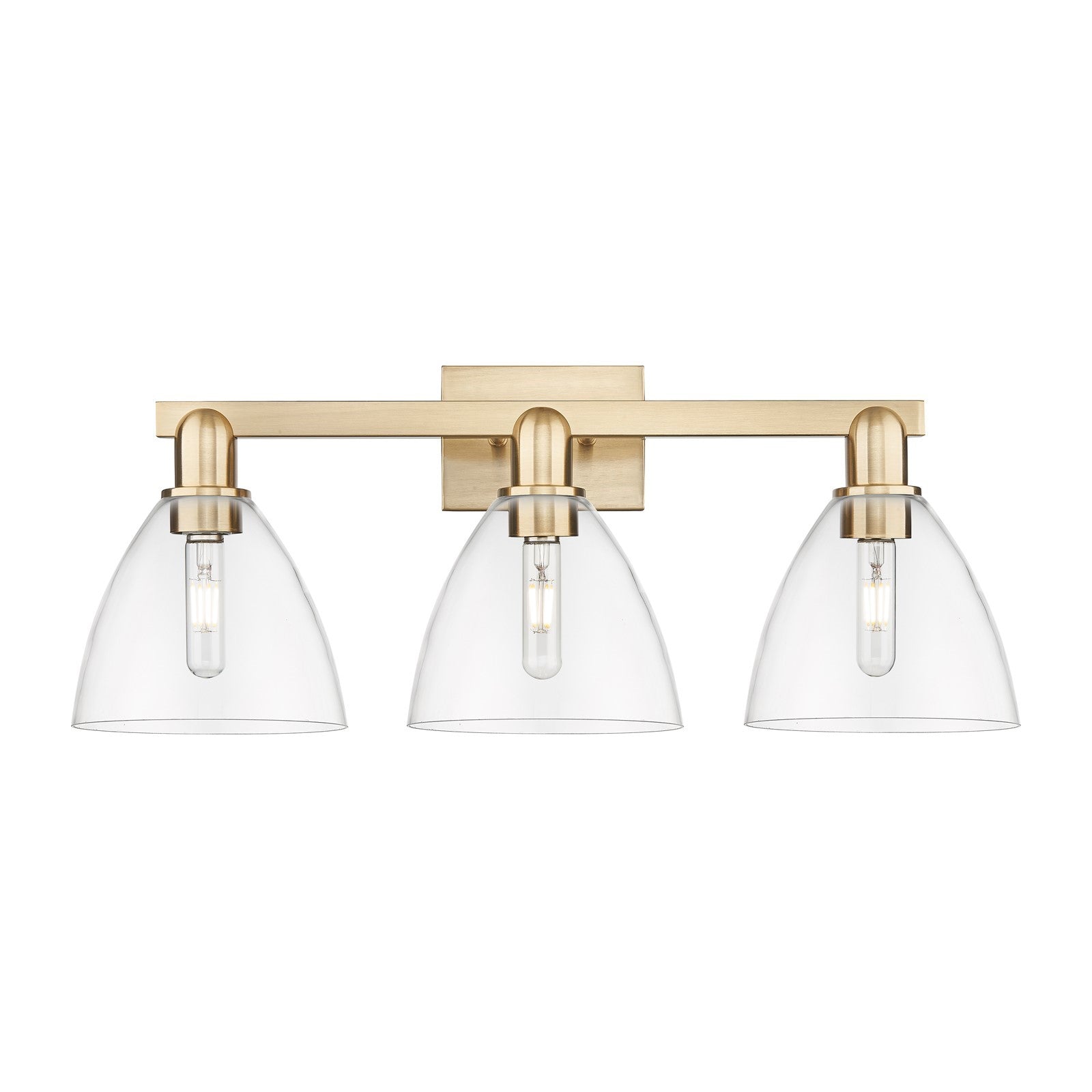 Innovations Bristol 27in 3-Light Bath Vanity Light | Industrial Champagne Bronze Steel and Clear Glass | Bathroom Vanity & | Model 716-3W-CB-GBD-752