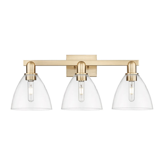 Innovations Bristol 27in 3-Light Bath Vanity Light | Industrial Champagne Bronze Steel and Clear Glass | Bathroom Vanity & | Model 716-3W-CB-GBD-752