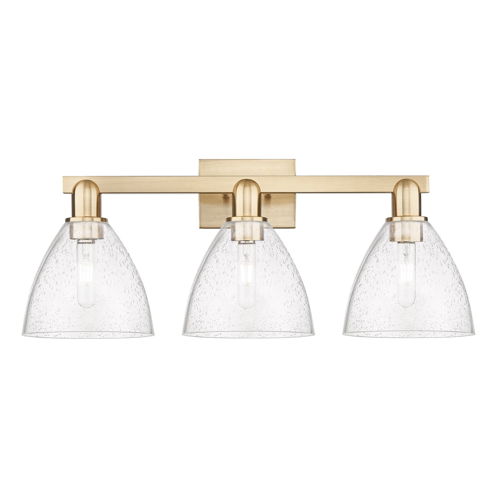 Innovations Bristol 27in 3-Light Bath Vanity Light | Industrial Champagne Bronze Steel and Seedy Glass Dome Shade | Bathroom | Model 716-3W-CB-GBD-754