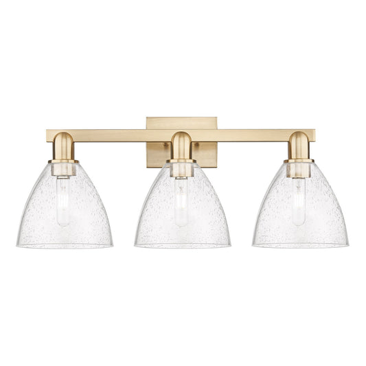 Innovations Bristol 27in 3-Light Bath Vanity Light | Industrial Champagne Bronze Steel and Seedy Glass Dome Shade | Bathroom | Model 716-3W-CB-GBD-754