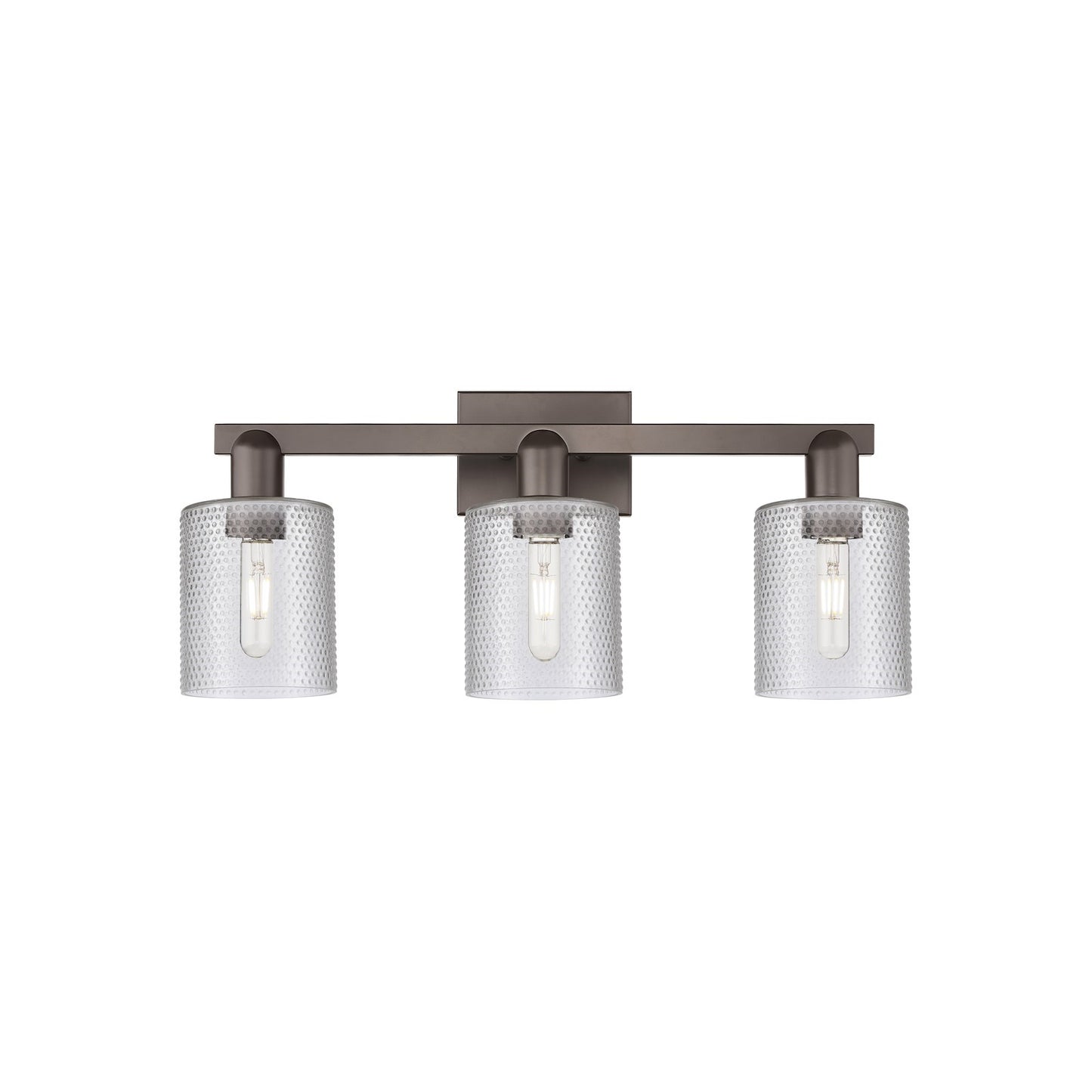 Innovations Cobbleskill 24in 3-Light Bath Vanity Light | Industrial Oil Rubbed Bronze Steel and Clear Glass | Bathroom Vanity | 24 | Model 716-3W-OB-G112
