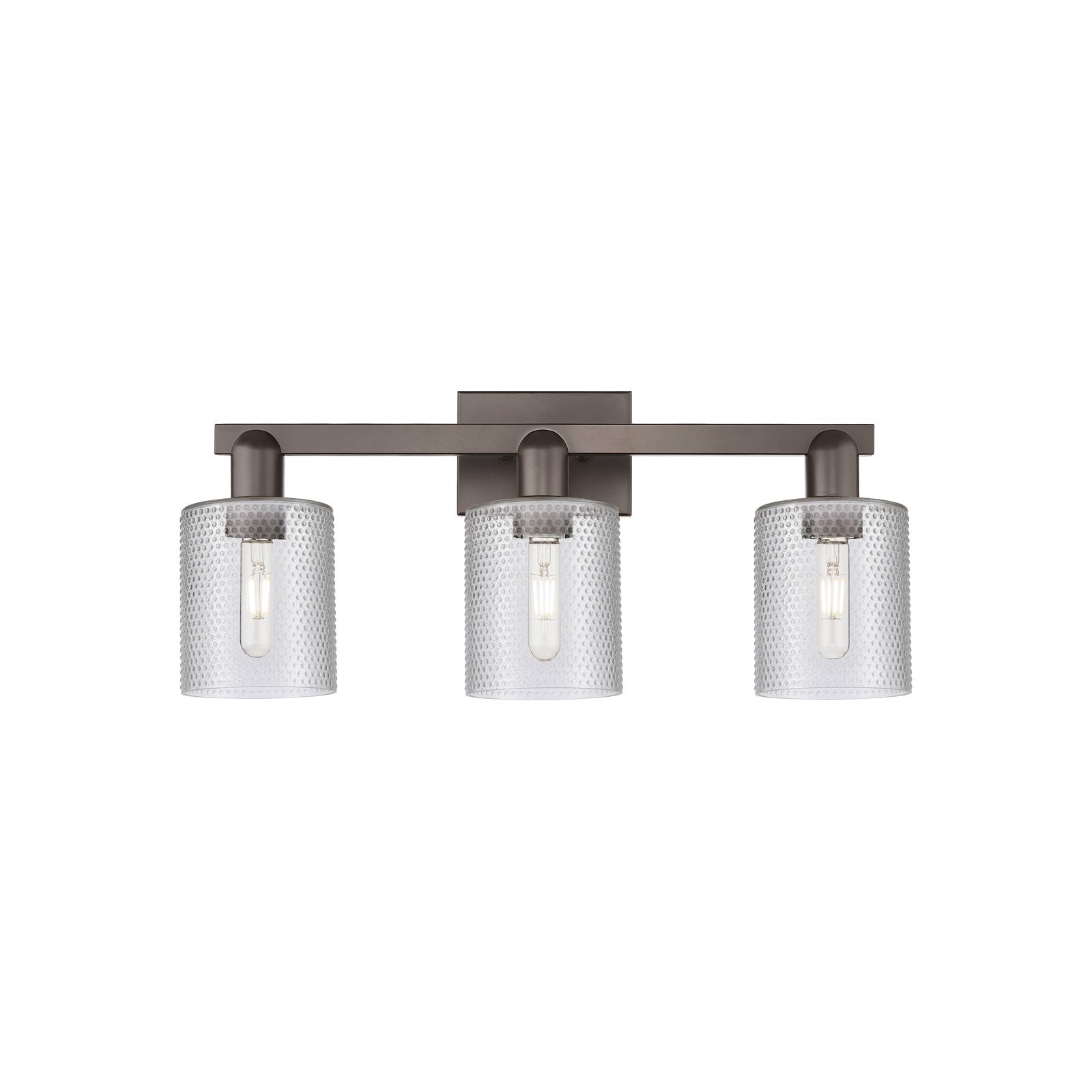 Innovations Cobbleskill 24in 3-Light Bath Vanity Light | Industrial Oil Rubbed Bronze Steel and Clear Glass | Bathroom Vanity | 24 | Model 716-3W-OB-G112