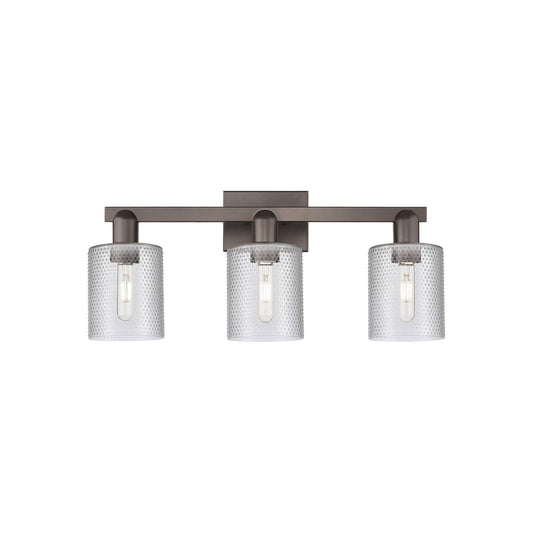 Innovations Cobbleskill 24in 3-Light Bath Vanity Light | Industrial Oil Rubbed Bronze Steel and Clear Glass | Bathroom Vanity | 24 | Model 716-3W-OB-G112