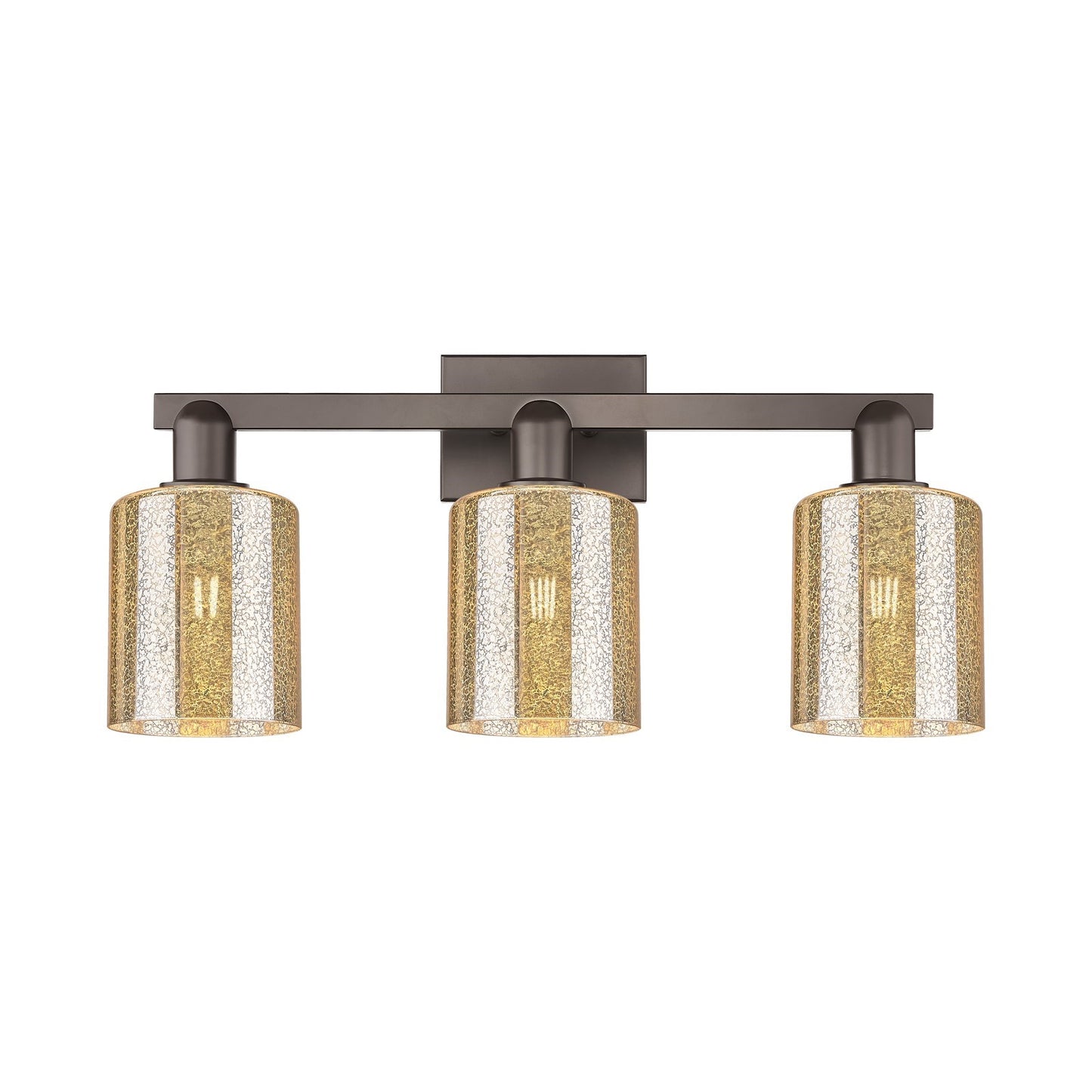 Innovations Cobbleskill 24in 3-Light Bath Vanity Light | Industrial Oil Rubbed Bronze Steel and Mercury Glass | Bathroom Vanity | Model 716-3W-OB-G116