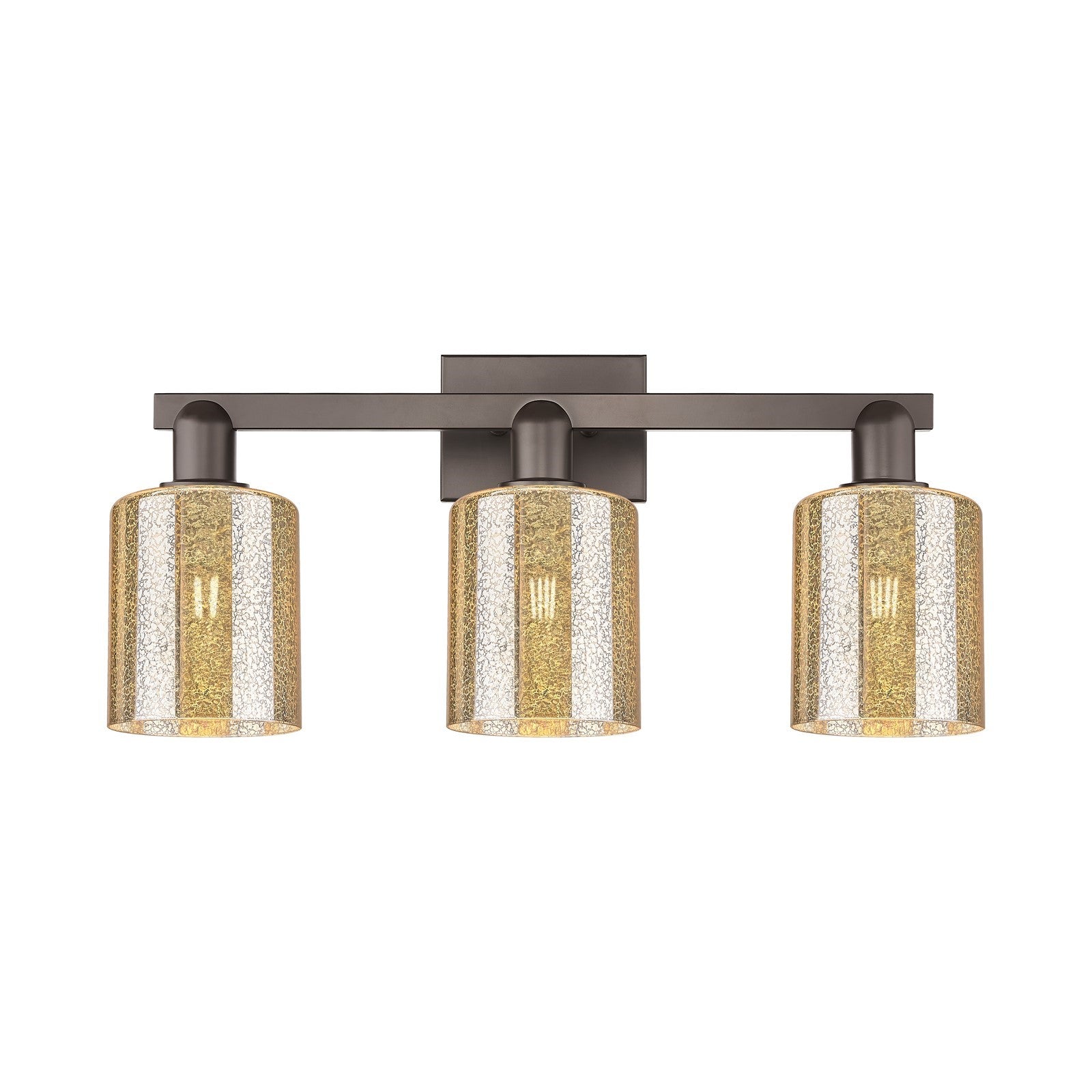 Innovations Cobbleskill 24in 3-Light Bath Vanity Light | Industrial Oil Rubbed Bronze Steel and Mercury Glass | Bathroom Vanity | Model 716-3W-OB-G116