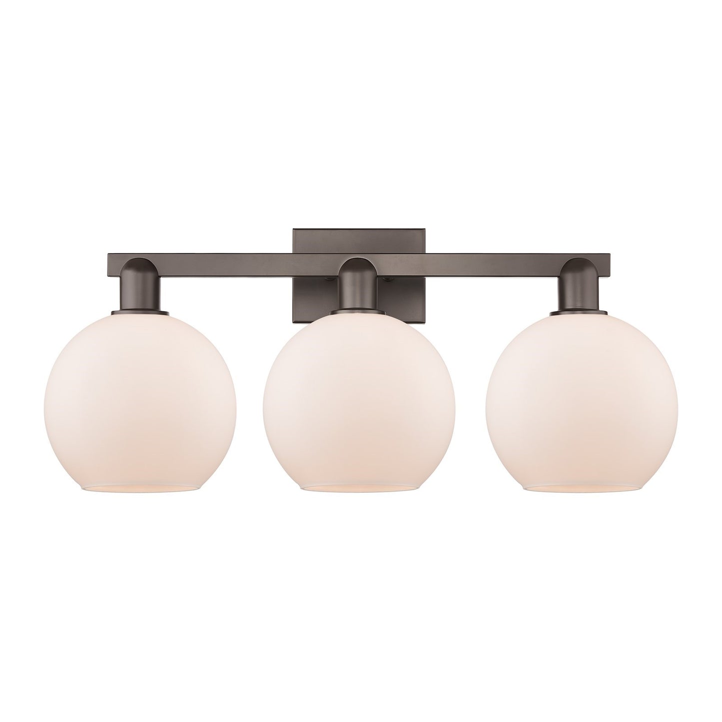 Innovations Athens 27in 3-Light Bath Vanity Light | Industrial Oil Rubbed Bronze Steel and Matte White Glass | Bathroom Vanity | Model 716-3W-OB-G121-8