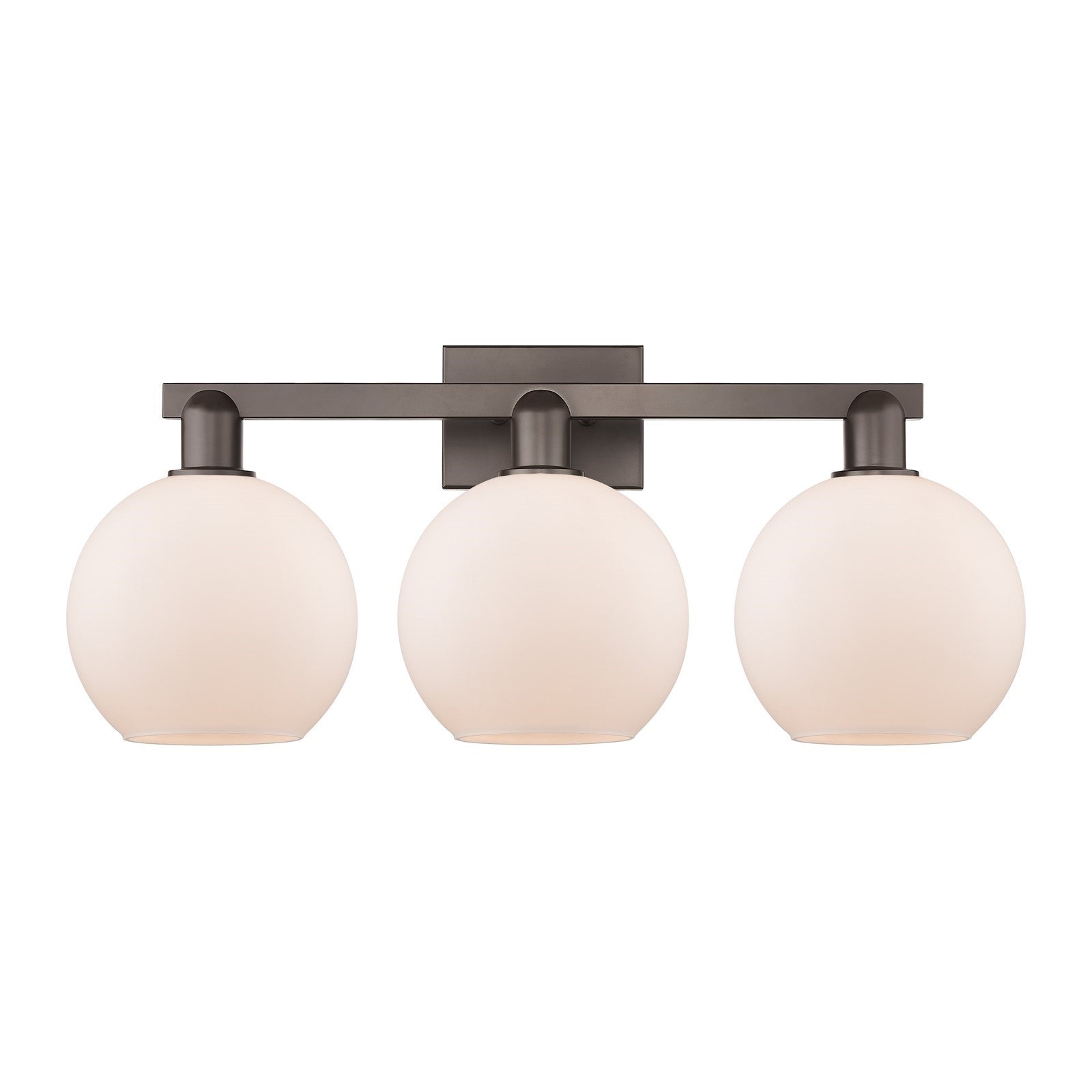 Innovations Athens 27in 3-Light Bath Vanity Light | Industrial Oil Rubbed Bronze Steel and Matte White Glass | Bathroom Vanity | Model 716-3W-OB-G121-8