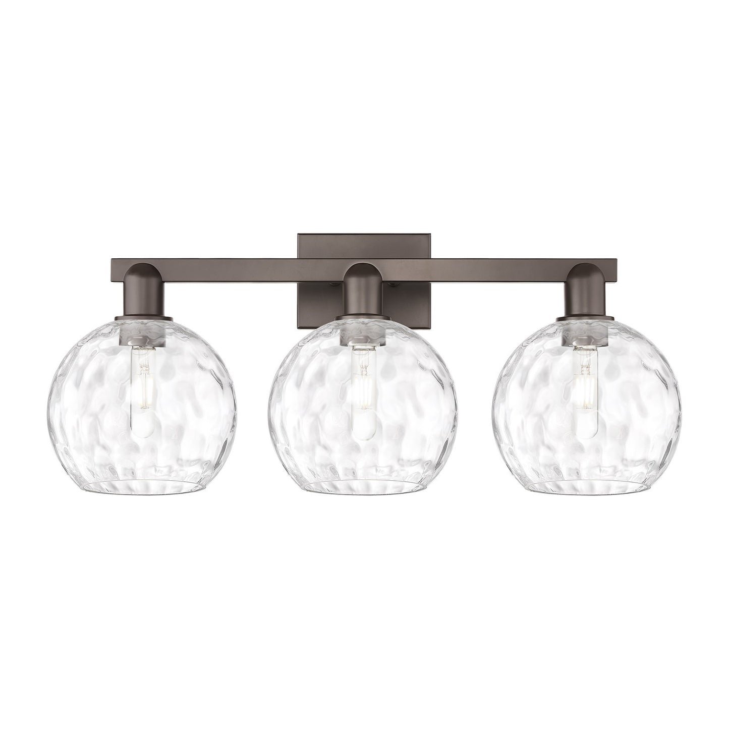 Innovations Athens 27in 3-Light Bath Vanity Light | Industrial Oil Rubbed Bronze and Clear Water Glass | Bathroom Vanity | 27 x | Model 716-3W-OB-G1215-8