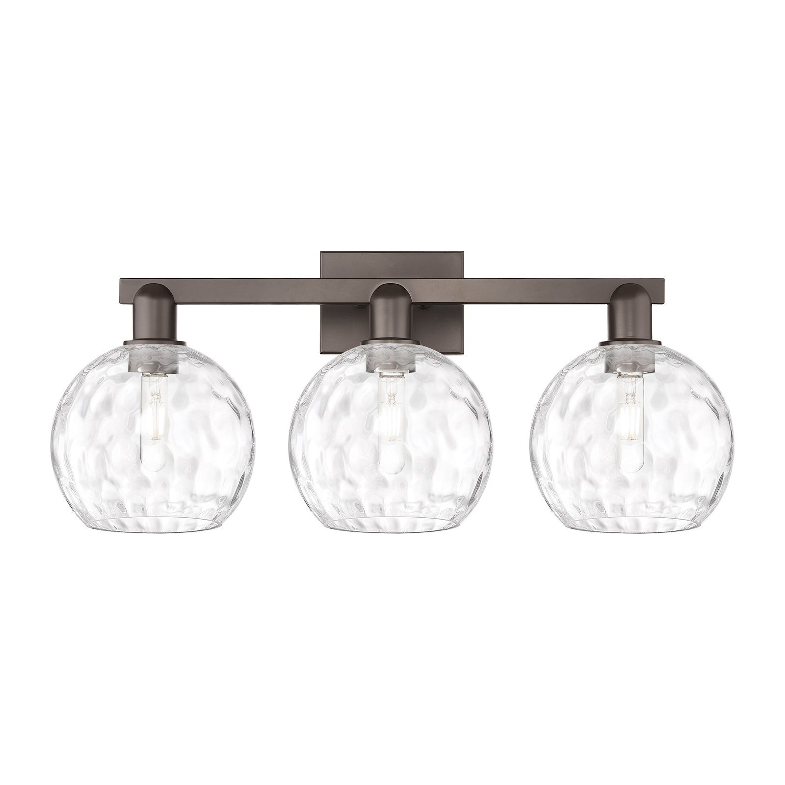 Innovations Athens 27in 3-Light Bath Vanity Light | Industrial Oil Rubbed Bronze and Clear Water Glass | Bathroom Vanity | 27 x | Model 716-3W-OB-G1215-8