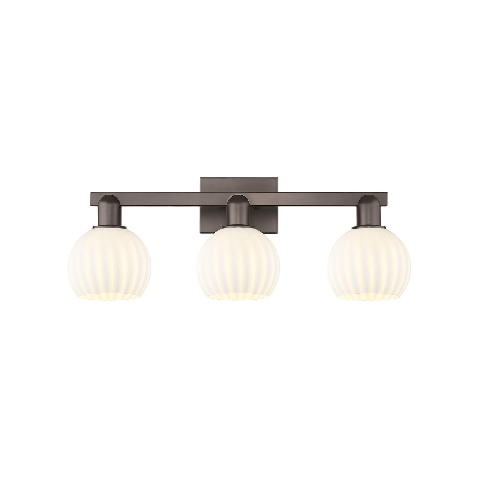 Innovations Lighting Arcadia 25in 3-Light Bath Vanity | Industrial Oil Rubbed Bronze and White Venetian Glass | Bathroom | Model 716-3W-OB-G1217-6WV