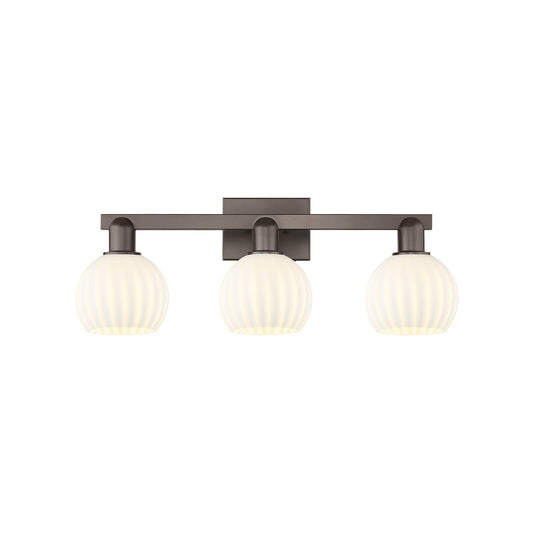 Innovations Lighting Arcadia 25in 3-Light Bath Vanity | Industrial Oil Rubbed Bronze and White Venetian Glass | Bathroom | Model 716-3W-OB-G1217-6WV