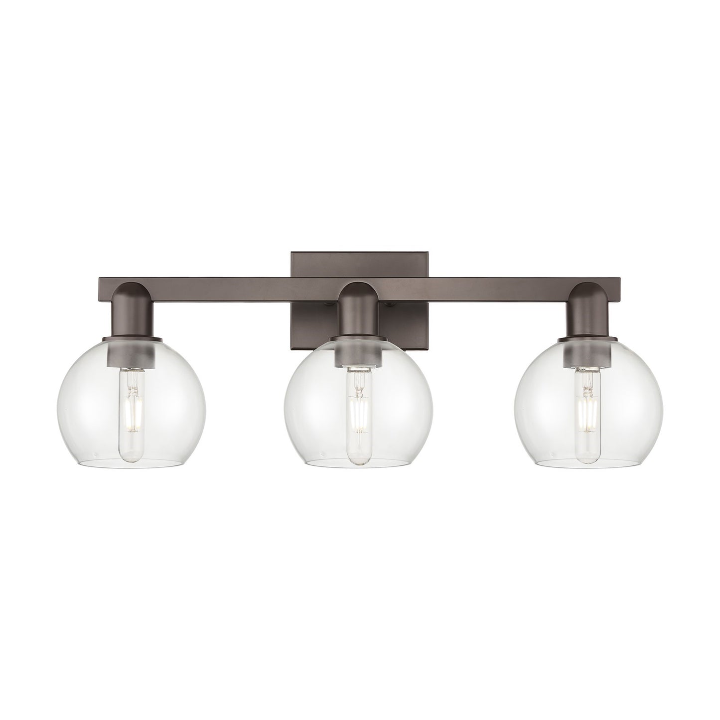Innovations Athens 25in 3-Light Bath Vanity | Industrial Oil Rubbed Bronze Steel and Clear Glass | Bathroom Vanity Light | 24.88 | Model 716-3W-OB-G122-6