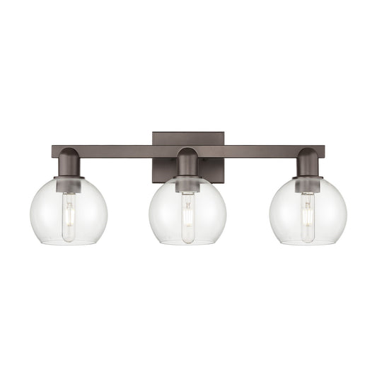 Innovations Athens 25in 3-Light Bath Vanity | Industrial Oil Rubbed Bronze Steel and Clear Glass | Bathroom Vanity Light | 24.88 | Model 716-3W-OB-G122-6