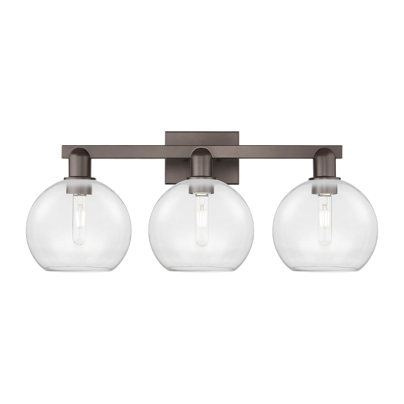 Innovations Athens 27in 3-Light Bath Vanity Light | Industrial Oil Rubbed Bronze Steel and Clear Glass | Bathroom Vanity | 27 x | Model 716-3W-OB-G122-8