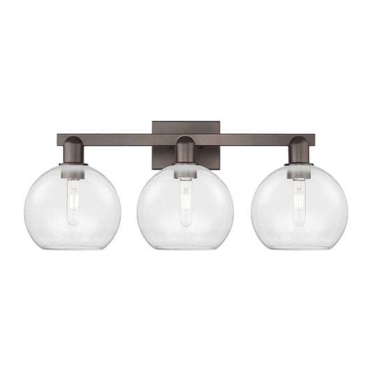 Innovations Athens 27in 3-Light Bath Vanity Light | Industrial Oil Rubbed Bronze Steel and Clear Glass | Bathroom Vanity | 27 x | Model 716-3W-OB-G122-8