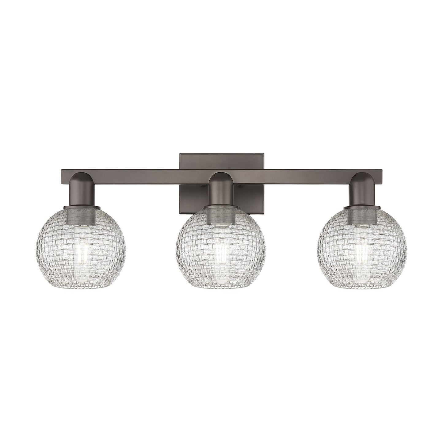Innovations Athens 25in 3-Light Bath Vanity Light | Industrial Oil Rubbed Bronze and Clear Basket Weave Glass | Bathroom | Model 716-3W-OB-G122C-6CL