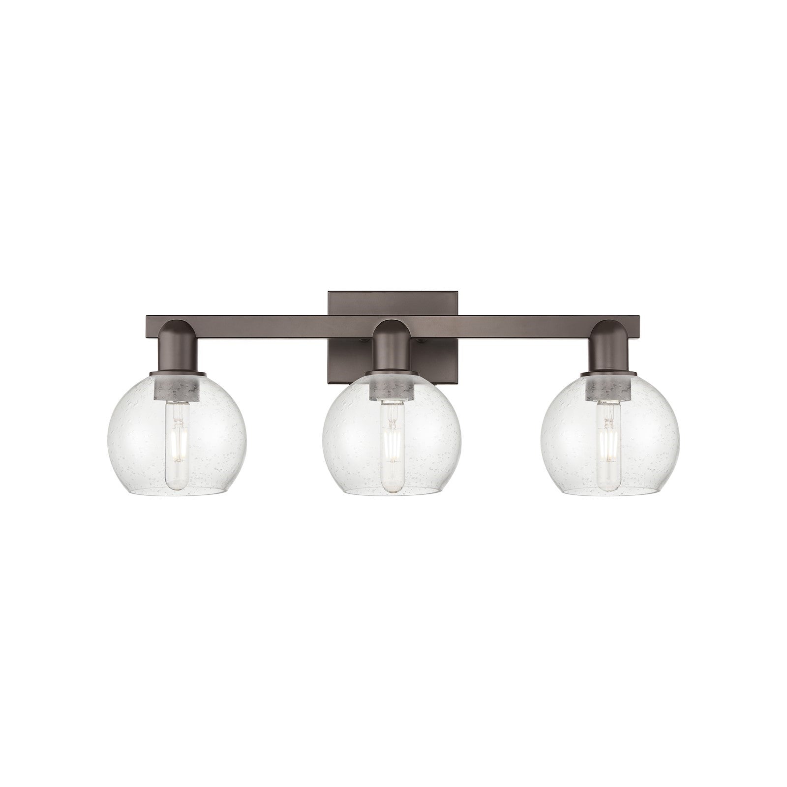 Innovations Athens 25in 3-Light Bath Vanity | Industrial Oil Rubbed Bronze Steel and Seedy Glass | Bathroom Vanity & Powder Room | Model 716-3W-OB-G124-6